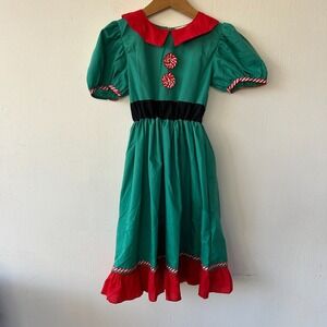 Rukajia Elf Dress Girls Size 8 Green Red Christmas Costume